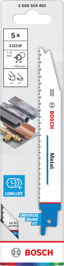 Bosch 2608654402 Reciprocating Saw Blades, For Metal, S123xf, Blade Length 150mm, For Regular-Strength Steel Pipes And Profiles Of Wall - photo 2