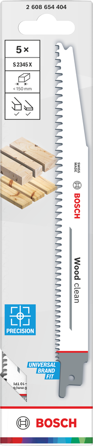 Bosch 2608654404 Sabre / Reciprocating Saw Blades, Progressor For Wood, S 2345 X, Blade Length 200mm, Suitable For Ground Construction - photo 2