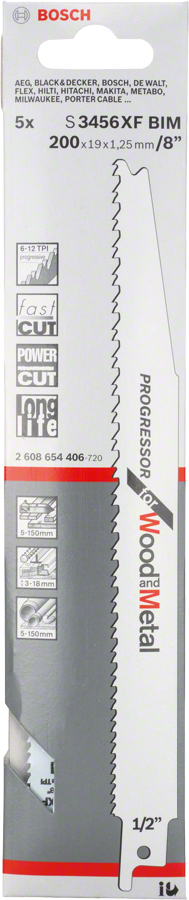 Bosch 2608654406 Reciprocating Saw Blades, For Wood And Metal, S 3456 X, Suitable For Wood With Nails/Metal, Chipboard, Sheet Metals, - photo 3