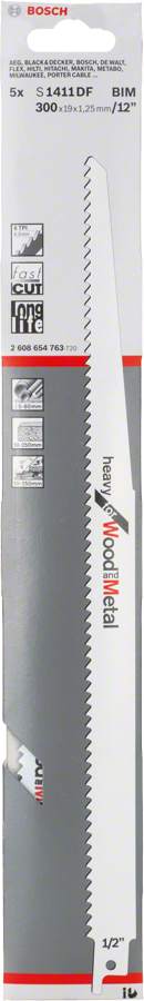 Bosch 2608654763 Sabre / Reciprocating Saw Blades, Flexible For Metal, S 1411 Df, Blade Length 300mm, Suitable For Wood With Nails - photo 3