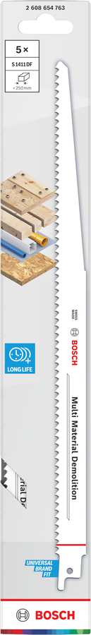 Bosch 2608654763 Sabre / Reciprocating Saw Blades, Flexible For Metal, S 1411 Df, Blade Length 300mm, Suitable For Wood With Nails - photo 2