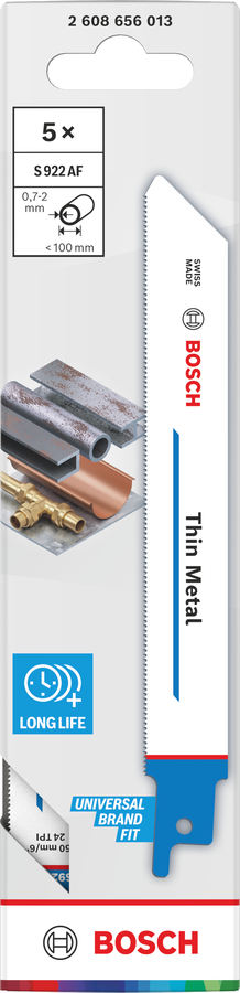 Bosch 2608656013 Reciprocating Saw Blade S 922 AF, Flexible for Metal, Pack of 5 - photo 2