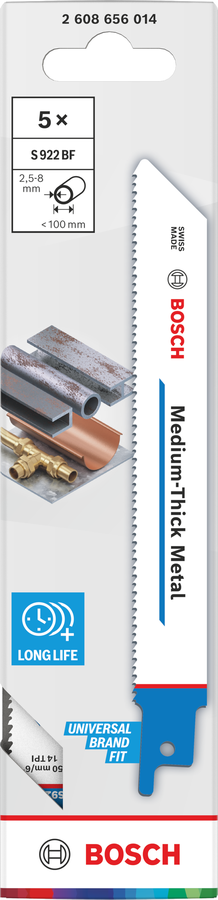 Bosch 2608656014 Reciprocating Saw Blade S 922 BF, Flexible for Metal, Pack of 5 - photo 2