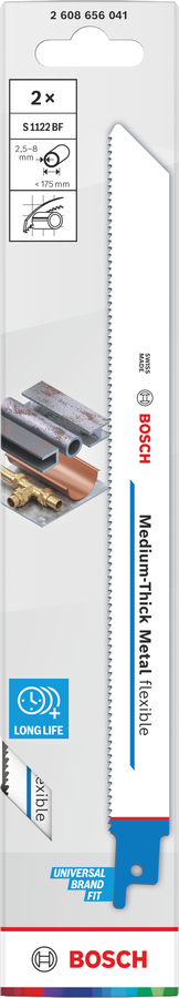 Bosch 2608656041 Reciprocating Saw Blades, Flexible For Metal S 1122 Bf, Blade Length 225mm, Suitable For Thick Sheet Metals, Solid - photo 2