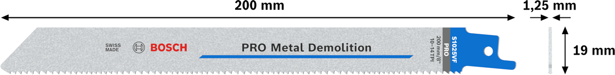 Bosch 2608656265 Sabre / Reciprocating Saw Blades, Heavy For Metal, S 1025 Vf, Blade Length 200mm,suitable For Heavy Metal, Pack Of 5 - photo 3