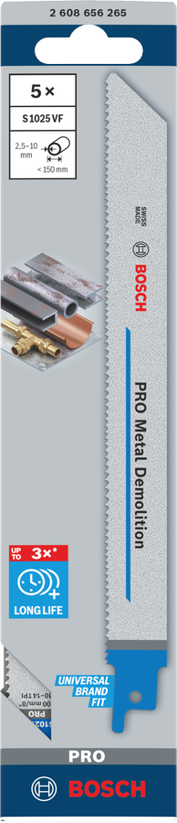 Bosch 2608656265 Sabre / Reciprocating Saw Blades, Heavy For Metal, S 1025 Vf, Blade Length 200mm,suitable For Heavy Metal, Pack Of 5 - photo 2