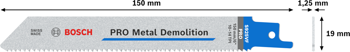Bosch 2608657408 Reciprocating Saw Blades, For Metal, S1125 Vf, Blade Length 225mm, Medium To Thick Sheet Metal, Thin-Walled And - photo 3