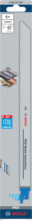 Bosch 2608657409 Reciprocating Saw Blades, For Metal, S1225vf, Blade Length 300mm, Medium-Thick To Thick Sheet Metal, Thin-Walled & - photo 2
