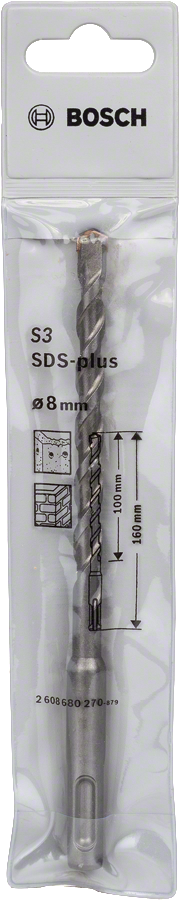 Bosch 2608680270 Sds Plus -1 Hammer Drill Bit With Diameter 8mm & Length 100mm, Pack Of 1 - photo 2