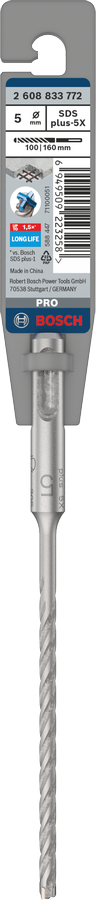 Bosch 2608833772 Sds Plus-5x Hammer Drill Bit 4 Cutter, 4 Flute, 5mm Dia, 100mmworking Length,110 Total Length - photo 2