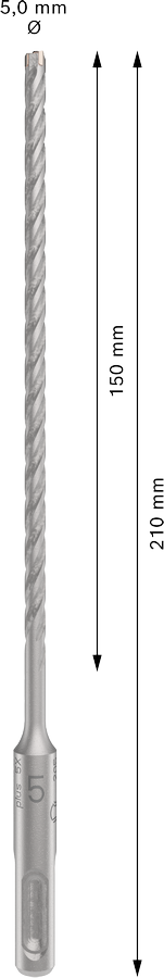 Bosch 2608833773 Sds Plus-5x Hammer Drill Bit 4 Cutter, 4 Flute, 5mm Dia, 150mmworking Length,110 Total Length - photo 3