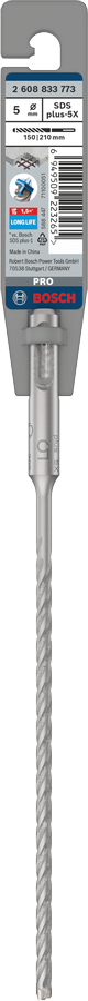 Bosch 2608833773 Sds Plus-5x Hammer Drill Bit 4 Cutter, 4 Flute, 5mm Dia, 150mmworking Length,110 Total Length - photo 2