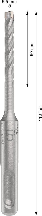 Bosch 2608833774 Sds Plus-5x Hammer Drill Bit 4 Cutter, 4 Flute, 55mm Dia, 50mmworking Length,110 Total Length - photo 3