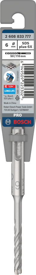 Bosch 2608833777 Sds Plus-5x Hammer Drill Bit 4 Cutter, 4 Flute, 6mm Dia, 50mmworking Length,110 Total Length - photo 2