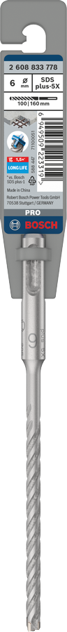 Bosch 2608833778 Sds Plus-5x Hammer Drill Bit 4 Cutter, 4 Flute, 6mm Dia, 100mmworking Length,110 Total Length - photo 2