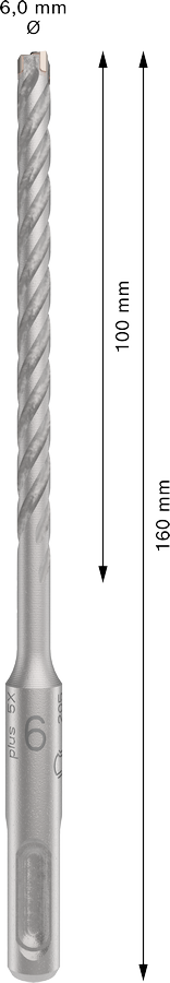 Bosch 2608833778 Sds Plus-5x Hammer Drill Bit 4 Cutter, 4 Flute, 6mm Dia, 100mmworking Length,110 Total Length - photo 3