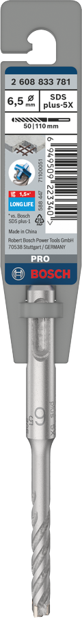 Bosch 2608833781 Sds Plus-5x Hammer Drill Bit 4 Cutter, 4 Flute, 65mm Dia, 50mmworking Length,110 Total Length - photo 2