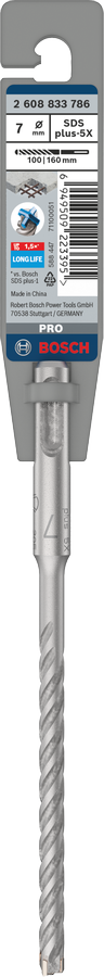 Bosch 2608833786 Sds Plus-5x Hammer Drill Bit 4 Cutter, 4 Flute, 7mm Dia, 100mmworking Length,110 Total Length - photo 2