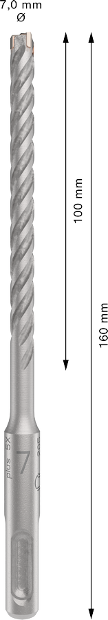 Bosch 2608833786 Sds Plus-5x Hammer Drill Bit 4 Cutter, 4 Flute, 7mm Dia, 100mmworking Length,110 Total Length - photo 3