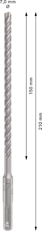 Bosch 2608833787 Sds Plus-5x Hammer Drill Bit 4 Cutter, 4 Flute, 7mm Dia, 150mmworking Length,110 Total Length - photo 3