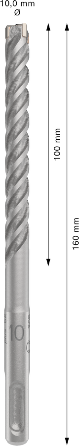 Bosch 2608833798 Sds Plus-5x Hammer Drill Bit 4 Cutter, 4 Flute, 10mm Dia, 100mmworking Length,110 Total Length - photo 3