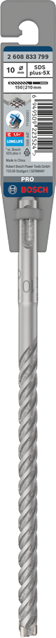 Bosch 2608833799 Sds Plus-5x Hammer Drill Bit 4 Cutter, 4 Flute, 10mm Dia, 150mmworking Length,110 Total Length - photo 2