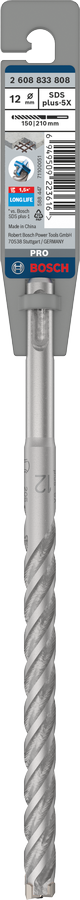 Bosch 2608833808 Sds Plus-5x Hammer Drill Bit 4 Cutter, 4 Flute, 12mm Dia, 150mmworking Length,110 Total Length - photo 2
