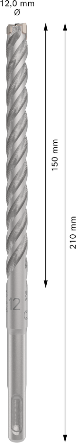 Bosch 2608833808 Sds Plus-5x Hammer Drill Bit 4 Cutter, 4 Flute, 12mm Dia, 150mmworking Length,110 Total Length - photo 3