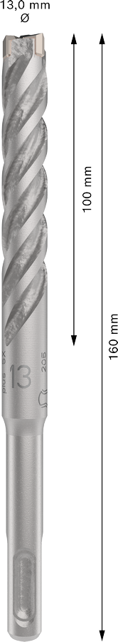 Bosch 2608833813 Sds Plus-5x Hammer Drill Bit 4 Cutter, 4 Flute, 13mm Dia, 100mmworking Length,110 Total Length - photo 3