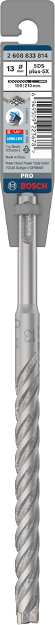 Bosch 2608833814 Sds Plus-5x Hammer Drill Bit 4 Cutter, 4 Flute, 13mm Dia, 150mmworking Length,110 Total Length - photo 2