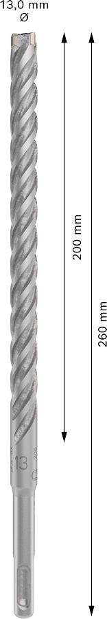 Bosch 2608833815 Sds Plus-5x Hammer Drill Bit 4 Cutter, 4 Flute, 13mm Dia, 200mmworking Length,110 Total Length - photo 3