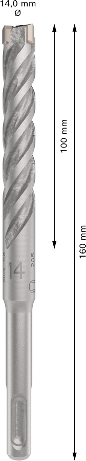 Bosch 2608833816 Sds Plus-5x Hammer Drill Bit 4 Cutter, 4 Flute, 14mm Dia, 100mmworking Length,110 Total Length - photo 3