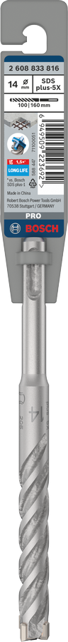 Bosch 2608833816 Sds Plus-5x Hammer Drill Bit 4 Cutter, 4 Flute, 14mm Dia, 100mmworking Length,110 Total Length - photo 2