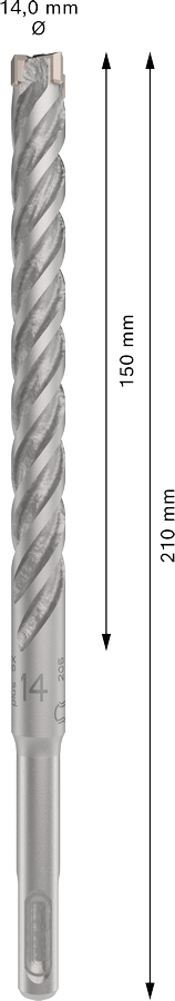 Bosch 2608833817 Sds Plus-5x Hammer Drill Bit 4 Cutter, 4 Flute, 14mm Dia, 150mmworking Length,110 Total Length - photo 3