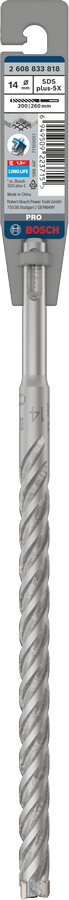 Bosch 2608833818 Sds Plus-5x Hammer Drill Bit 4 Cutter, 4 Flute, 14mm Dia, 200mmworking Length,110 Total Length - photo 2