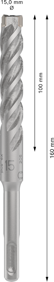 Bosch 2608833822 Sds Plus-5x Hammer Drill Bit 4 Cutter, 4 Flute, 15mm Dia, 100mmworking Length,110 Total Length - photo 3
