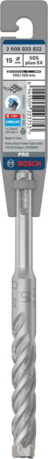 Bosch 2608833822 Sds Plus-5x Hammer Drill Bit 4 Cutter, 4 Flute, 15mm Dia, 100mmworking Length,110 Total Length - photo 2