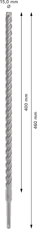 Bosch 2608833824 Sds Plus-5x Hammer Drill Bit 4 Cutter, 4 Flute, 15mm Dia, 400mmworking Length,110 Total Length - photo 3