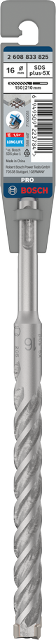 Bosch 2608833825 Sds Plus-5x Hammer Drill Bit 4 Cutter, 4 Flute, 16mm Dia, 150mmworking Length,110 Total Length - photo 2