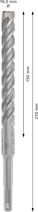 Bosch 2608833825 Sds Plus-5x Hammer Drill Bit 4 Cutter, 4 Flute, 16mm Dia, 150mmworking Length,110 Total Length - photo 3