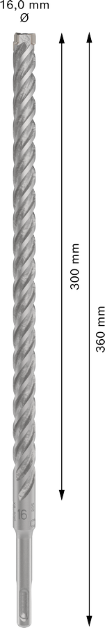 Bosch 2608833828 Sds Plus-5x Hammer Drill Bit 4 Cutter, 4 Flute, 16mm Dia, 300mmworking Length,110 Total Length - photo 3