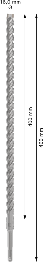 Bosch 2608833829 Sds Plus-5x Hammer Drill Bit 4 Cutter, 4 Flute, 16mm Dia, 400mmworking Length,110 Total Length - photo 3