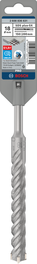 Bosch 2608836631 Sds Plus-5x Hammer Drill Bit 4 Cutter, 4 Flute, 180mm Dia, 150mmworking Length,110 Total Length - photo 2
