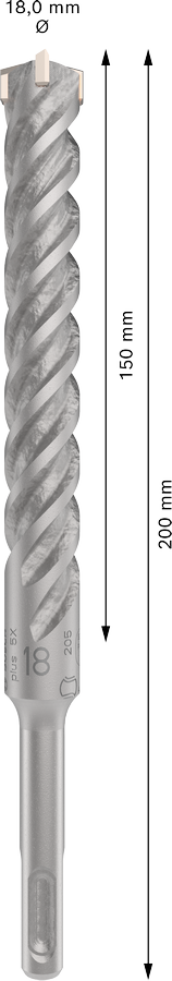Bosch 2608836631 Sds Plus-5x Hammer Drill Bit 4 Cutter, 4 Flute, 180mm Dia, 150mmworking Length,110 Total Length - photo 3