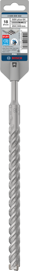 Bosch 2608836632 Sds Plus-5x Hammer Drill Bit 4 Cutter, 4 Flute, 180mm Dia, 250mmworking Length,110 Total Length - photo 2