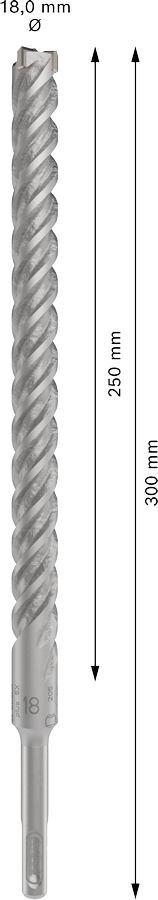 Bosch 2608836632 Sds Plus-5x Hammer Drill Bit 4 Cutter, 4 Flute, 180mm Dia, 250mmworking Length,110 Total Length - photo 3