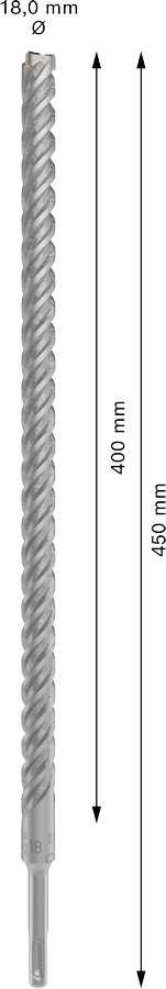 Bosch 2608836633 Sds Plus-5x Hammer Drill Bit 4 Cutter, 4 Flute, 180mm Dia, 400mmworking Length,110 Total Length - photo 3