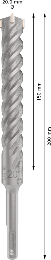 Bosch 2608836639 Sds Plus-5x Hammer Drill Bit 4 Cutter, 4 Flute, 200mm Dia, 150mmworking Length,110 Total Length - photo 3