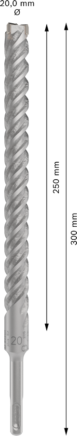 Bosch 2608836640 Sds Plus-5x Hammer Drill Bit 4 Cutter, 4 Flute, 200mm Dia, 250mmworking Length,110 Total Length - photo 3