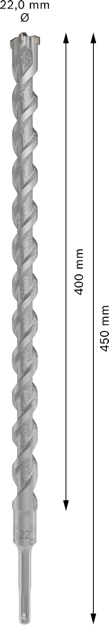 Bosch 2608836645 Sds Plus-5x Hammer Drill Bit 4 Cutter, 4 Flute, 220mm Dia, 400mmworking Length,110 Total Length - photo 3